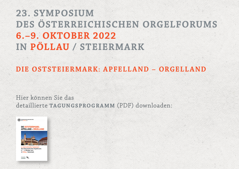 Read more about the article 23. SYMPOSIUM <br>DES ÖSTERREICHISCHEN ORGELFORUMS