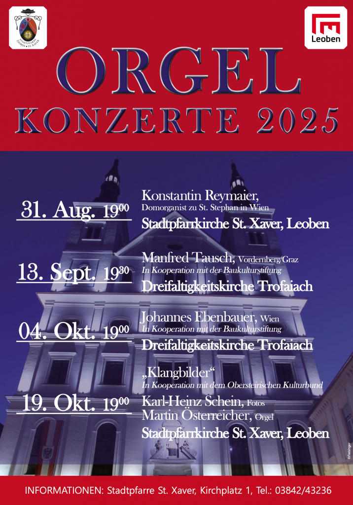 Plakat: Orgelkonzerte 2025 in Leoben